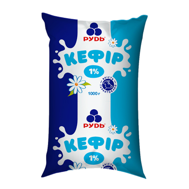 Кефір РУДЬ 1%, 1000г, плівка поліетиленова